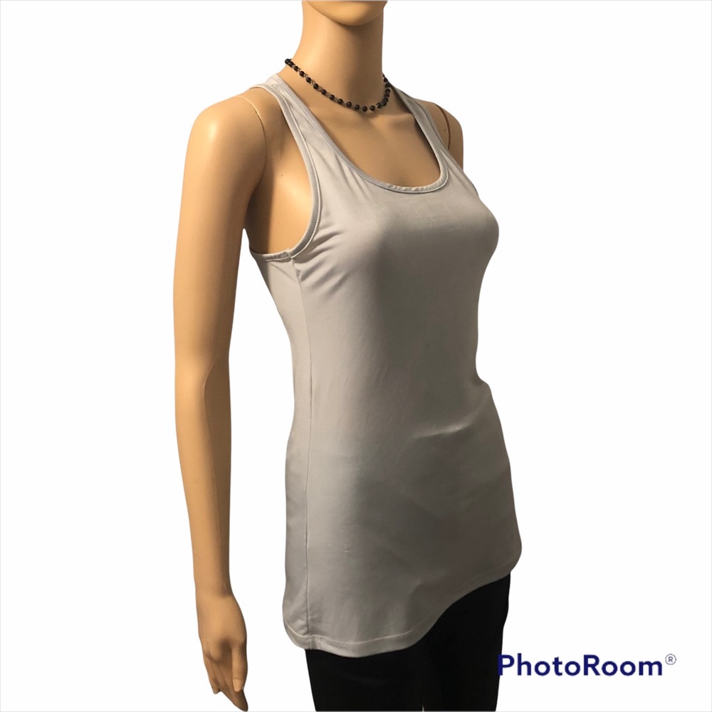 Vintage Y2K Yessica C&A Gray Lycra Racerback Stretch Tank Top Sz M